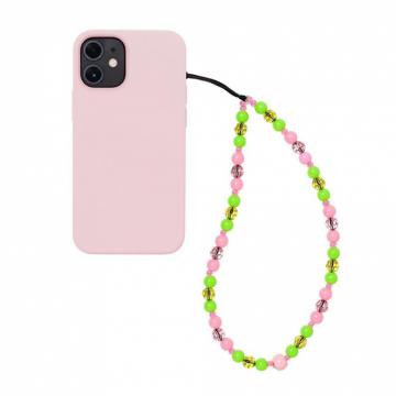 Chaîne de Téléphone Portable Perles Vert / Rose DL026